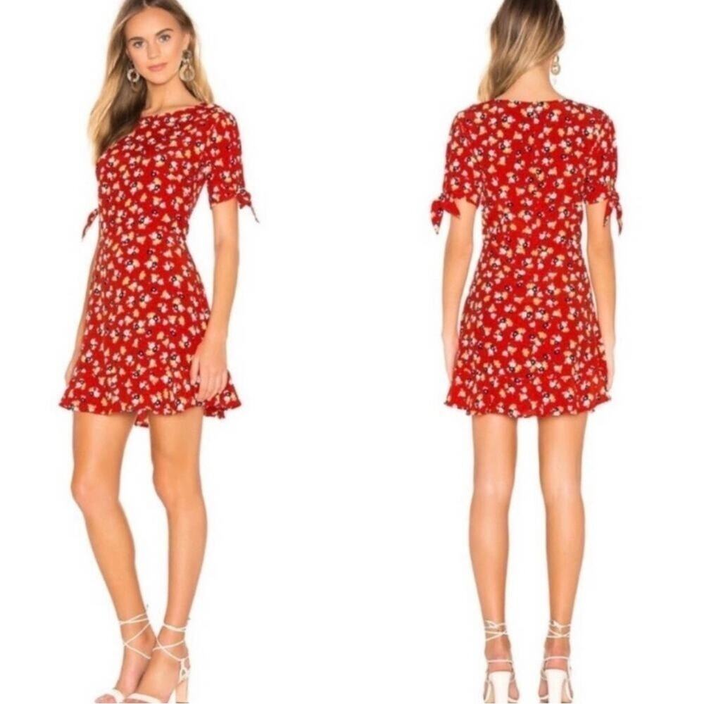 Faithfull the Brand Daphne Red Floral Mini Dress -size 10
